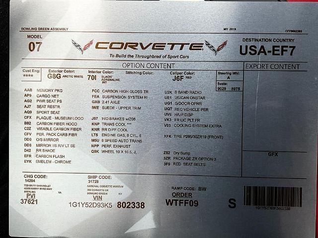 2019 Chevrolet Corvette Coupe ZR1 3ZR
